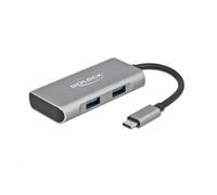 Hub Delock 4 puertos 10 Gbps USB Type-C con 2 USB-A y 2 USB-C robusto gris