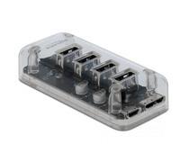 Hub DeLOCK 4 puertos 5 Gbps USB 3.2 Gen 1 transparente con alimentación