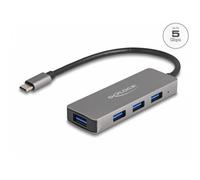 Hub Delock 4 puertos 5 Gbps USB Type-C compacto y metálico