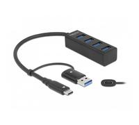 Hub Delock 4 puertos 5 Gbps USB Type-C y Type-A compacto y robusto