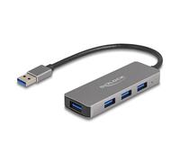 Hub Delock 4 puertos USB 3.2 Gen 1 5 Gbps conector Tipo-A metálico gris