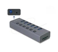 Hub Delock 6 puertos 5000 Mbit/s modelo 64237 con lector tarjetas