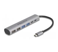 Hub Delock 6 puertos USB 3.2 Gen 1 Gris aluminio compacto