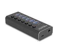 Hub DeLock 7 puertos 10000 Mbit/s modelo 64326 USB-C y USB-A con carcasa metálica