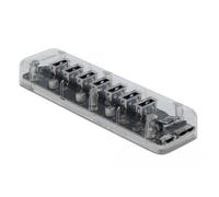 Hub Delock 7 puertos 5 Gbps USB 3.2 Gen 1 transparente con alimentación extra