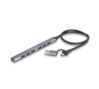 Hub Delock 7 puertos 5000 Mbit/s USB 3.2 Gen 1 modelo 64273 metal gris