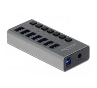 Hub Delock 7 puertos USB 5 Gbps modelo externo con interruptor y aluminio