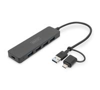 Hub Digitus 4 puertos 12 Gbps USB 3.2 Gen 1 Slim Line Negro