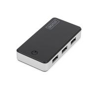 Hub Digitus 4 puertos USB 3.2 Gen 1 5 Gbps negro y plata con adaptador AC