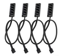 Hub divisor de ventilador PWM, alimentado de 1 a 5 vías con cable de 24 AWG, alimentación segura para ventiladores de carcasa de PC de 4/3 pines, paquete de 4 para plataforma de juegos y enfriador de