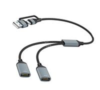 Hub divisor USB C macho a dos USB hembra para laptop, tablet, teléfono, consolas de juegos, dispositivos, carga y transferencia de datos, transferencia de datos de alta velocidad