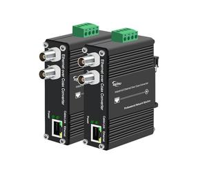 Hub extensor industrial EoC de carril DIN, Ethernet sobre coaxial, 10/100Mbps hasta 1200m, BNC de 2 puertos para cadena margarita de 7 canales, 18-48 V CC, protección contra sobretensiones para