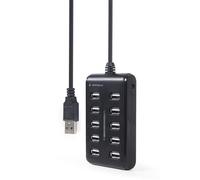 Gembird uhb-u2p10p-01 concentrador de 10 puertos usb 2.0, negro