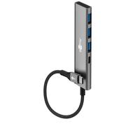 goobay Hub USB 3.2 con 4 Puertos Adaptador Ladron Multipuertos 5Gbps Alta Velocidad, Carcasa de Aluminio, Compatible con iPhone, Android, SSD, Windows/macOS/Linux, 76562