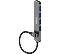 goobay USB C 3.2 - USB A 3.2 / USB C Macho a 4x USB-A, concentrador compacto para ordenador portátil, tableta, smartphone, velocidad de datos de hasta 5 Gbps, compatible con Windows/Linux/macOS -79157