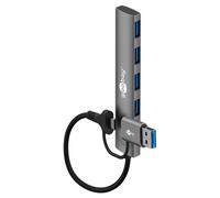 Goobay usb c hub 5 gbps - 2 en 1 aluminio usb 3.2 - usb c macho/usb-a