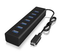 Hub ICY BOX 7 puertos 5000 Mbit/s IB-HUB1700-C3 aluminio negro cable 0,4 m