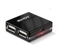 Hub Lindy 4 puertos 480 Mbit/s USB 2.0 modelo 42742 negro compacto