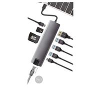 Coolbox Hub USB-C MiniDOCK 9 Puertos RJ45/HDMI/3xUSB3.0/microSD/SD/USB-C Plateado