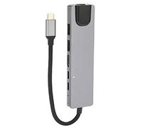 Hub Multipuerto Tipo C 6 en 1, Adaptador Tipo C a 1080P Concerter USB C a RJ45 Resolución 4K con 2 Puertos USB 3.0/RJ45/2 Tipo C