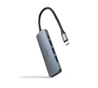 Hub nanocable usb - c 5 en 1 conversor usb - c 3.1 a 3xusb - a 3.0 + usb - c pd + hdmi aluminio gris 18 cm