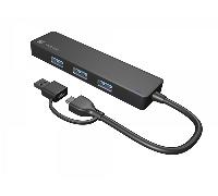 Natec Hub USB NHU-2023 - 4 puertos USB 3.2 Gen 1 (5Gbps) Type-A y Type-C - Negro
