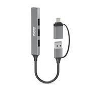 Hub PORT Slim Combo Retail Btoc 900160 (4 Puertos USB - 5000 Mbit/s - Gris)