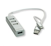 Hub Roline 4 puertos 480 Mbit/s USB 2.0 modelo 14.02.5037 Plata Blanco