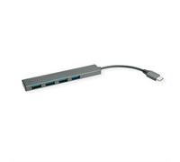 Hub Roline 4 puertos 5000 Mbit/s USB 3.2 Gen 1 modelo 14.02.5052 aluminio gris