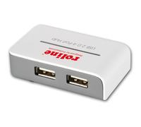 Hub Roline 4 puertos USB 2.0 con alimentación cable 0,5 m gris y blanco