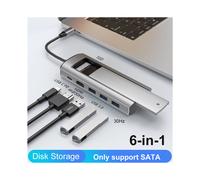 (HUB SATA 6 en 1) Concentrador USB 8 en 1 con función de almacenamiento en disco SSD M.2 SATA NVME compatible