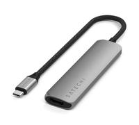 SATECHI 4 en 1 Hub USB C Slim Plus, Adaptador Multipuerto con Carga PD 100W, HDMI 4K@60Hz y 2 Puertos USB-A de Datos 10Gbps para MacBook Air/Pro/Neo, PC Portatil y más - Gris Espacial