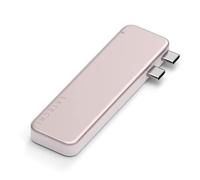 SATECHI Snap Hub USB-C 6 en 2 para MacBook Neo con Doble Conector Integrado, HDMI 4K@60Hz, Carga PD 45W, Lectores SD/microSD, USB-A y Puerto USB-C 5Gbps - Rosa Nube