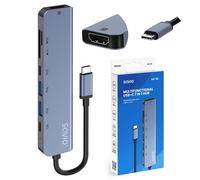 Hub Savio 7 puertos 5 Gbps AK-82 con HDMI 4K y lector SD