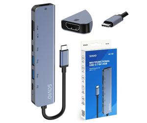 Hub Savio 7 puertos 5 Gbps AK-82 con HDMI 4K y lector SD