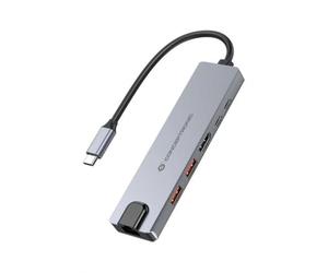 HUB Switch Puertos USB Tipo C 6 en 1, HDMI, RJ45, Ethernet CONCEPTRONIC DONN29G | Gigabit Ethernet 1000Mbps (IEEE 802.3ab 1000BASE-T) con Wake-on-LAN, USB-A 10Gbps, USB-C 10Gbps