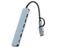 Hub Tipo C, 7 en 1 USB C a 4K@60HZ 2 Interfaces Tipo C y 5 USB, para Computadora Portátil OS X, para Win, para Linux, para Android, para iOS y Otros Sistemas