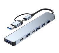 Hub tipo C a USB 3.0 7 en 1 Estadística de acoplamiento con puerto USB 3.0/puertos USB 2.0/puerto PD/USB-C de 5 W, divisor USB ultrafino, Plug and Play, compatible con laptop Book Pro/Air Surface Pro