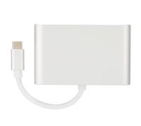 HUB Tipo C HD, Núcleo de Alambre de Cobre Estañado Extender USB3.0 Interfaz Tipo C a VGa Adaptador 3 en 1 Aleación de Aluminio para Ratón Teclado U Disco