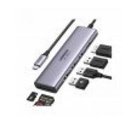 Ugreen cm511 usb-c a 3xusb 3.0+hdmi+tf/sd hub 5 en 1 gris