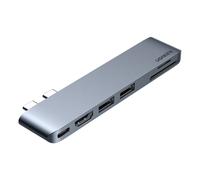 Hub Ugreen CM380 6 en 1 Thunderbolt 3 40Gbps 100W PD Lector SD/TF USB 3.0 Plata