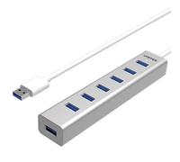 Hub Unitek 7 puertos 5 Gbps USB 3.2 Gen 1 modelo Y-3090 Plata con adaptador AC