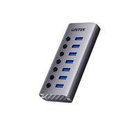 Hub UNITEK 7 puertos 5000 Mbit/s modelo H1314A01-EU con alimentación DC y USB-C