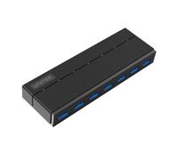 UNITEK Hub 7 Port USB 3.0 aktiv mit Stromversorgung, Datenhub Multiport Verteiler für PC, Laptop, Tastatur, Mouse, Drucker, iOS (Mac) + Windows Kompatibilität, Plug&Play, Schwarz