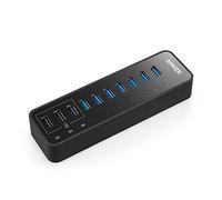 Hub USB 10 Puertos, Anker, con 7 Puertos de Hub USB 3.0, 60W, 3 Puertos de Carga rápida PowerIQ para iPhone, iPad, Samsung, Motorola, HTC y más