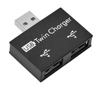 Hub USB 2.0, Adaptador Splitter 1 Macho a 2 Hembras, Cargador Doble Convertidor USB, Estación de Acoplamiento para Teléfono Móvil y Computadora Portátil, Negro