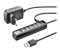 NGS IHUB7 Tiny - Hub USB 2.0 con 7 Puertos y Adaptador de Corriente 5V/1A, Compatibilidad Universal, “Plug and Play