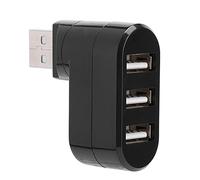 Hub USB 2.0 de 3 Puertos, Divisor de concentrador USB 1 a 3, Delgado Ligero HUB Giratorio Conecta y Reproduce Alimentado por Bus Estación de Acoplamiento para impresoras, lectores de Tarjetas(Negro)