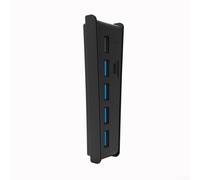 Hub USB 2.0 para unidad de disco PS5 Pro para extensor de transferencia de datos delgado 2 en 1 de alta velocidad, accesorio de juego ABS compacto compatible con unidad de disco PS5 Pro (negro)