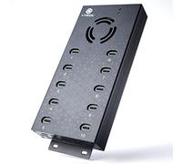 Hub USB 2.0 tipo C multiseguridad, 10 puertos, alimentado, con adaptador de CA, divisor USB de aluminio con ventilador de refrigeración, tipo C para portátiles y PC, PC, unidades flash, disco duro,